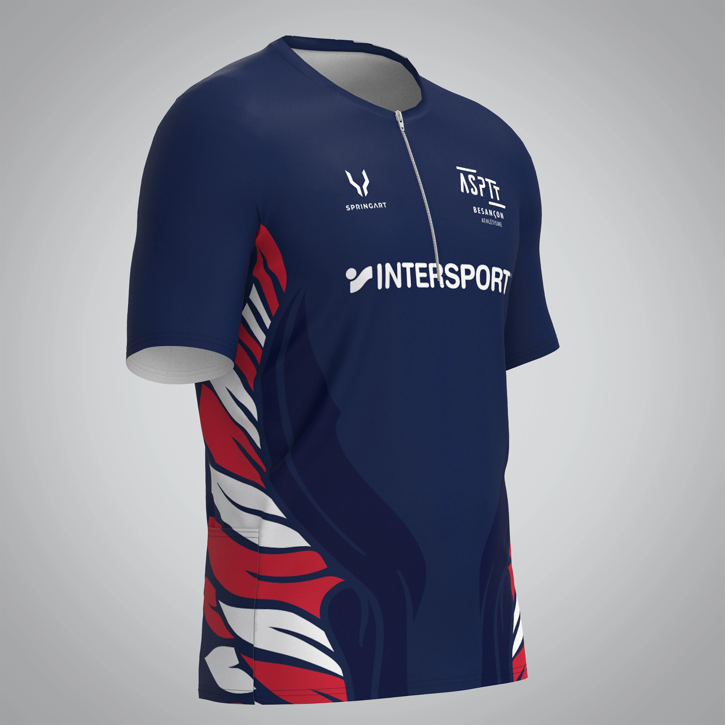 T-shirt Trail zip Homme V2.1 ASPTT Besançon Athlétisme