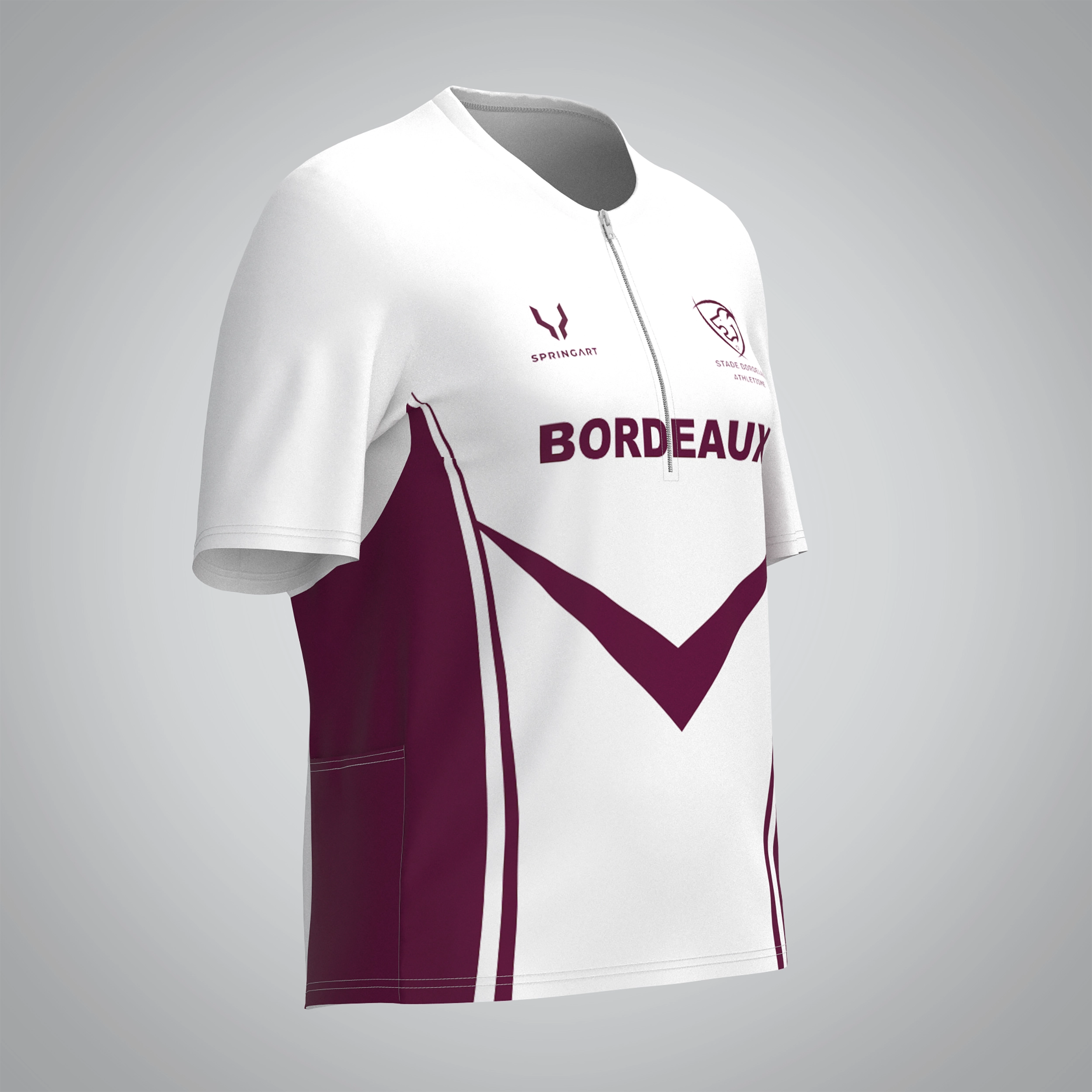 T-shirt Trail zip Femme V2.1 Bordeaux Athlétisme